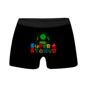 Super Stoned Mushroom Weed Marijuana Mario Black Men's Boxers