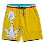 3D Five Fingered 420 Kush Dope Marijuana Yellow Boardshorts