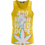 3D Five Fingered 420 Kush Weed Dope Marijuana Yellow Tank Top