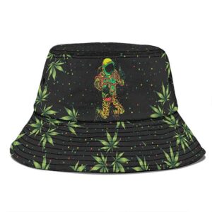 420 Astronaut Smoking Bong In Outer Space Black Bucket Hat