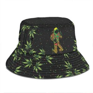 420 Astronaut Smoking Bong In Outer Space Black Bucket Hat