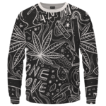 420 Blaze It One Love Marijuana Black And White Dope Crewneck Sweatshirt