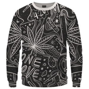 420 Blaze It One Love Marijuana Black And White Dope Crewneck Sweatshirt