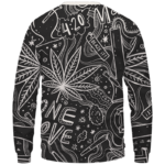 420 Blaze It One Love Marijuana Black And White Dope Crewneck Sweatshirt - Back Mockup