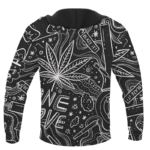 420 Blaze It One Love Marijuana Black And White Dope Hoodie -BACK