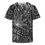 420 Blaze It One Love Marijuana Black And White Dope T-shirt
