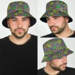 420 Ganja Leaf Colorful Mosaic Artwork Cool Bucket Hat