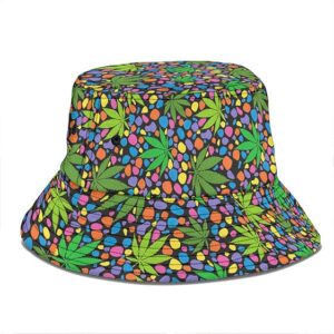 420 Ganja Leaf Colorful Mosaic Artwork Cool Bucket Hat