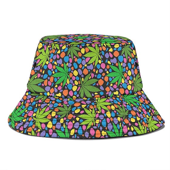 420 Ganja Leaf Colorful Mosaic Artwork Cool Bucket Hat