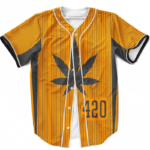 420 Marijuana Classic Style Orange Weed Baseball Jersey
