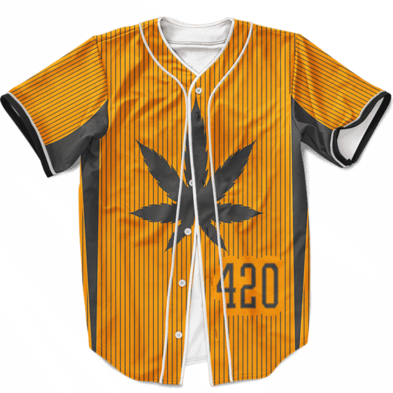 420 Marijuana Classic Style Orange Weed Baseball Jersey