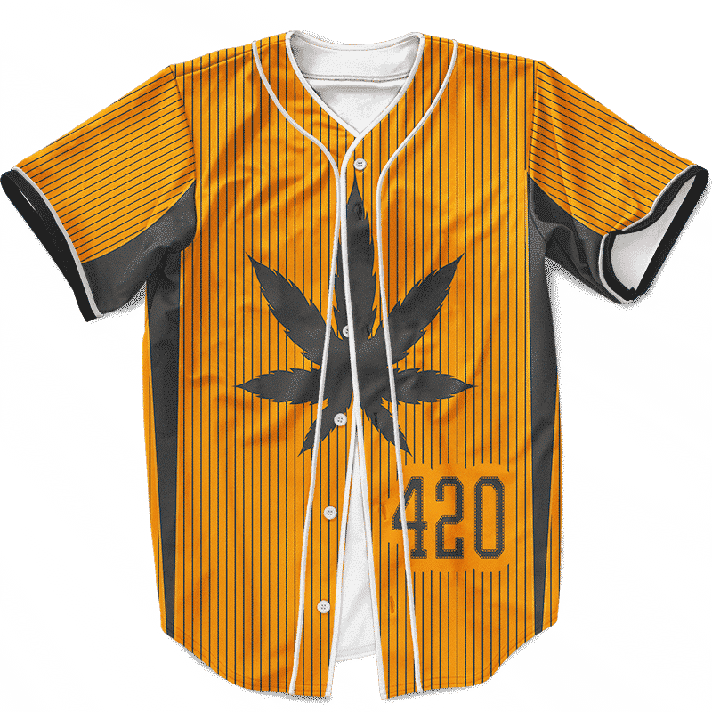 420 Marijuana Classic Style Orange Weed Baseball Jersey