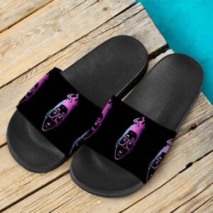 Marijuana Purple Urkle Dope Art Retro Black Slide Sandals
