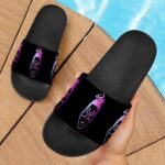 Marijuana Purple Urkle Dope Art Retro Black Slide Sandals