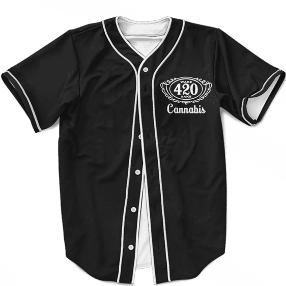 420 Wake And Bake Cannabis Kush Dope Cool Black Baseball Jersey