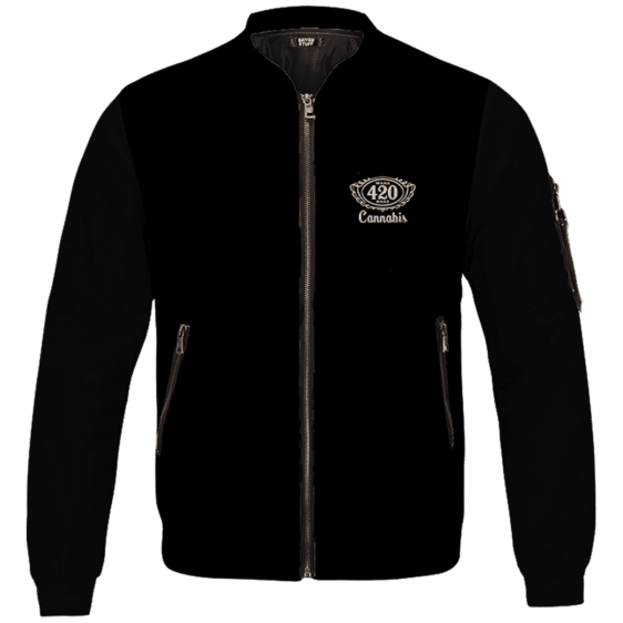 420 Wake And Bake Cannabis Kush Dope Cool Black Bomber Jacket