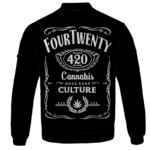 420 Wake And Bake Cannabis Kush Dope Cool Black Bomber Jacket - BACK