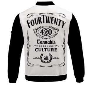 420 Wake And Bake Cannabis Kush Dope Cool White Bomber Jacket - BACK