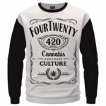 420 Wake And Bake Cannabis Kush Dope Cool White Crewneck Sweater - Front Mockup