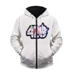 420 Weed Cannabis Galaxy Themed Logo White Zip Up Hoodie