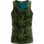 420 Weed Hemp Marijuana Pattern Awesome Dark Green Dope Tank Top