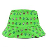 420 Weed Joint & Bong Logo Pattern Green Bucket Hat