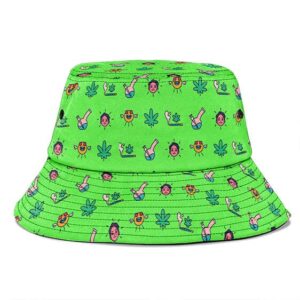 420 Weed Joint & Bong Logo Pattern Green Bucket Hat