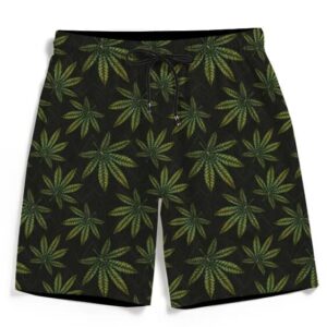 420 Weed Marijuana Doobie Kush Pattern Men's Beach Shorts