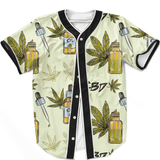 420 Weed Marijuana Dope CBD Minimalist Art Baseball Jersey