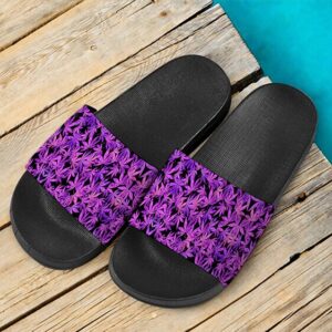 420 Weed Marijuana Vibrant Purple Pattern Dope Slide Footwear
