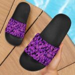 420 Weed Marijuana Vibrant Purple Pattern Dope Slide Footwear