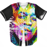 Abstract Jimi Hendrix Trippy Art Design 420 Weed Baseball Jersey