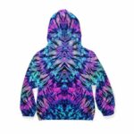 Abstract Purple Blue Tie Dye Style Dope 420 Kids Hoodie