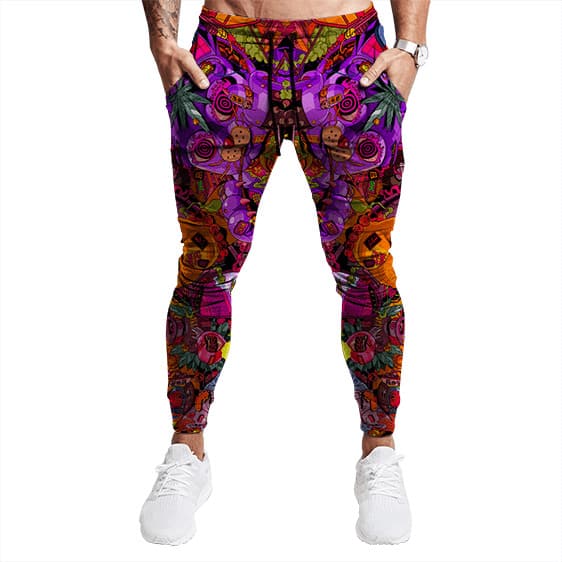 Aesthetic Vibe Weed Cartoon Art Pattern Awesome 420 Joggers