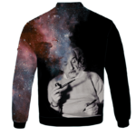 Albert Einstein Smoking Dope Galaxy 420 Marijuana Bomber Jacket Back