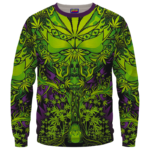 All Over Marijuana Trippy Dope Art Design 420 Weed Crewneck Sweater