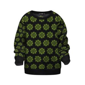 Amazing Circle Of Weed Pattern Black Kids Pullover Sweatshirt