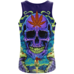 Amazing Skull Vector Art Trippy Weed Green Violet Dope Tank Top - Back