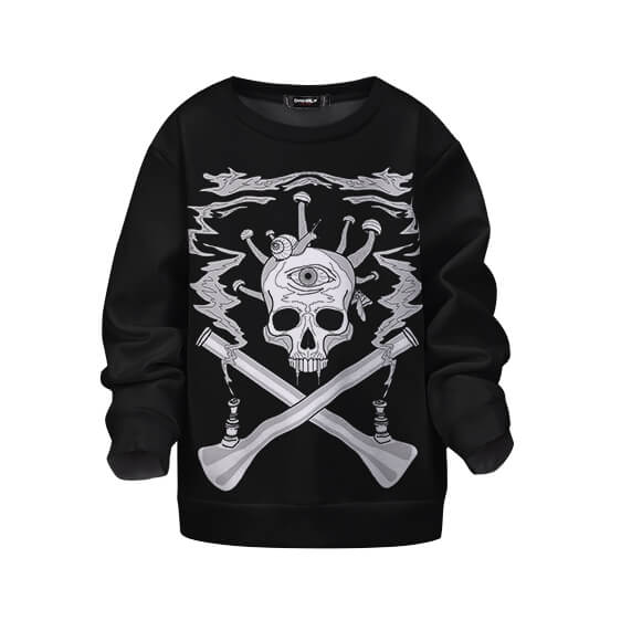 Amazing Skulls & Cross Bongs Trippy Black Kids Sweatshirt
