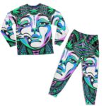 Ancient Woman Smoking And Weed Leaf Art Nightwear Set