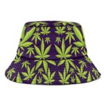 Awesome 420 Marijuana Leaf Pattern Purple Bucket Hat