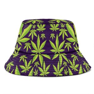 Awesome 420 Marijuana Leaf Pattern Purple Bucket Hat