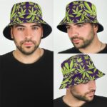 Awesome 420 Marijuana Leaf Pattern Purple Bucket Hat