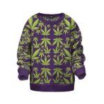 Awesome 420 Marijuana Leaf Pattern Purple Kids Sweatshirt