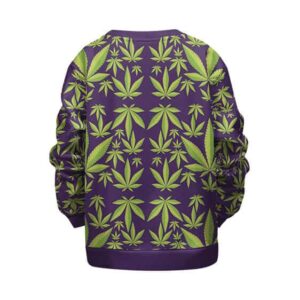 Awesome 420 Marijuana Leaf Pattern Purple Kids Sweatshirt