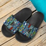 Awesome 420 Weed Marijuana Pop Art Collage Dope Slide Sandals