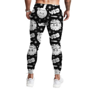 Awesome 420 Weed and Bong Pattern Black White Joggers