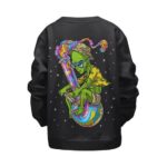 Awesome Alien Cartoon Riding a Bong Black Kids Sweater