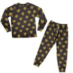 Awesome Cannabis Weed Heart Pattern Black Pajamas Set
