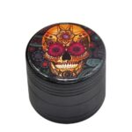 Awesome Golden Calavera Skull Flower Design Weed Grinder